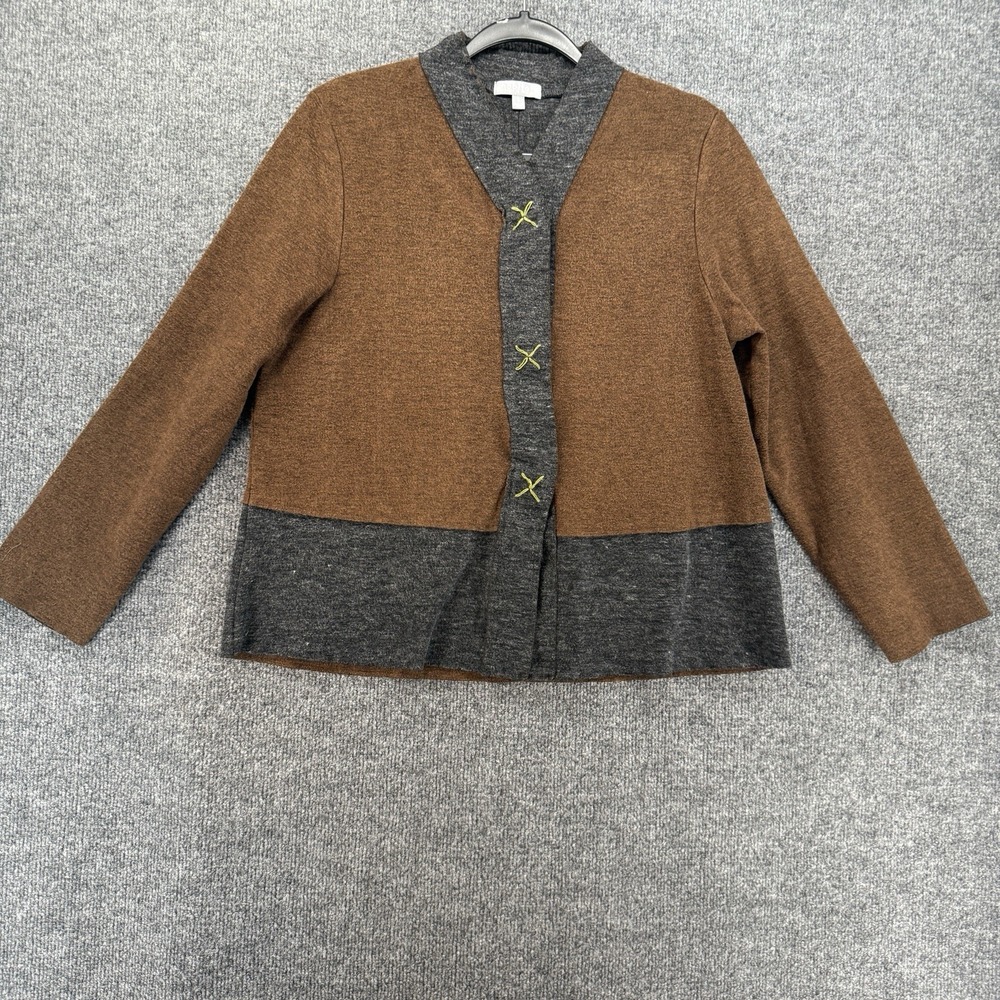 Habitat Sweater Womens S Brown Fleece Snap On Boxy Lagenlook Boho Cottage Farm